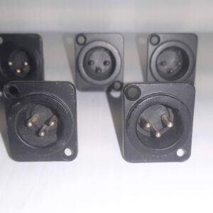 5pc Mic XLR 3pin Male Angle Legs Panel Mount Chassis PCB Socket Connector Black