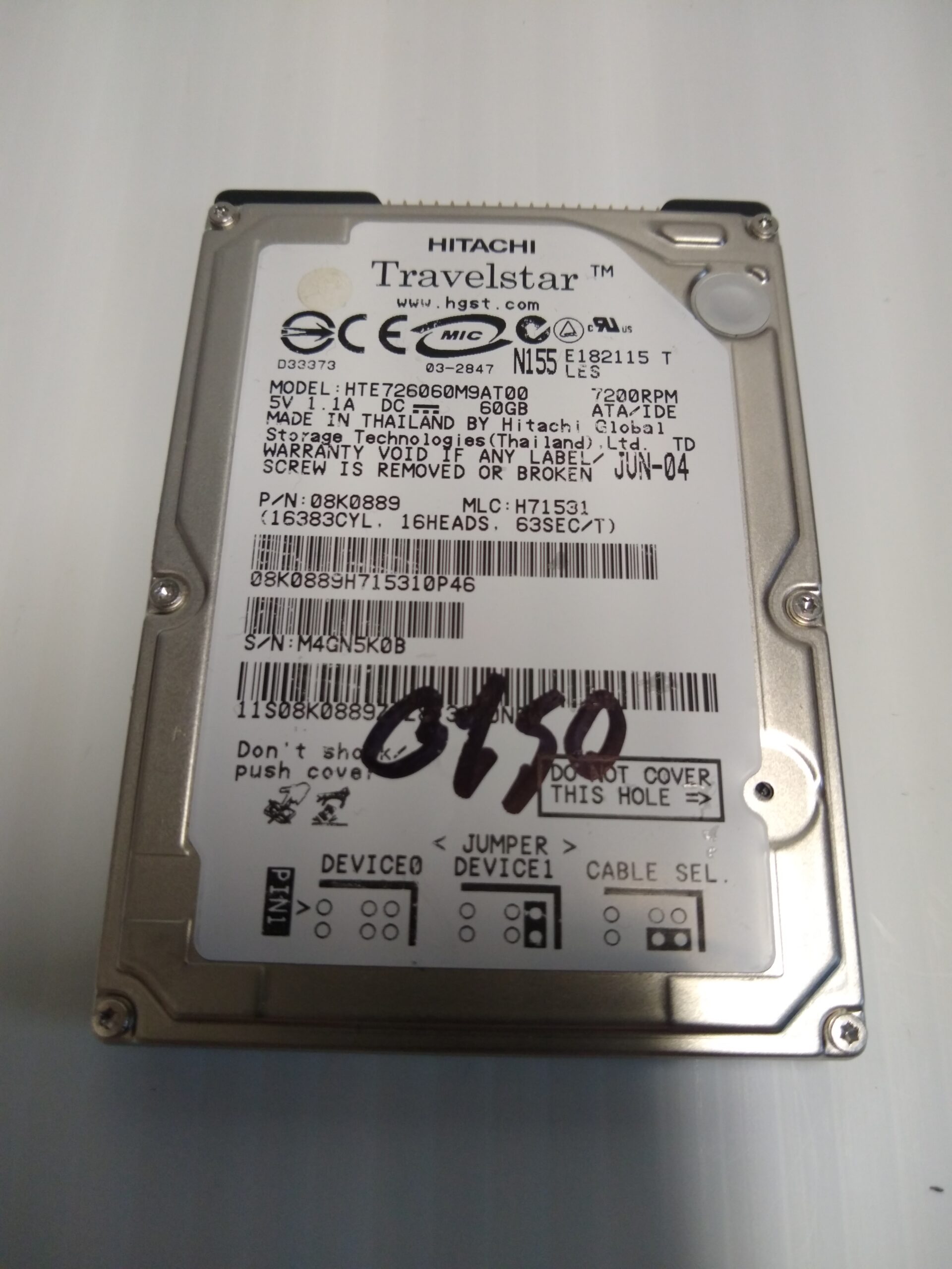 60GB IDE 2.5" drive Hitachi Travelstar HTE726060M9AT00 7200RPM 8MB