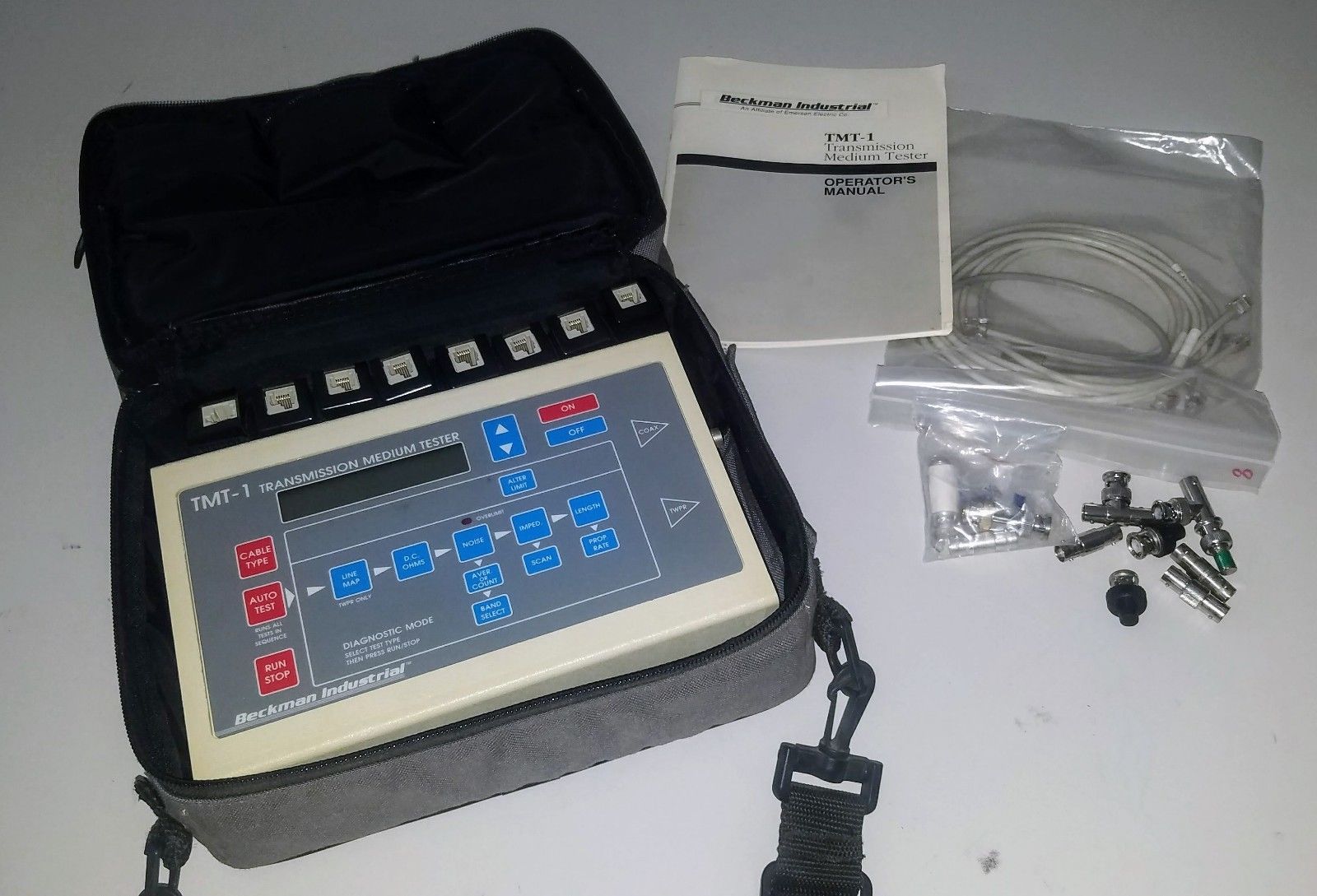 Beckman TMT-1 Transmission Medium Tester , with travel case + accesories