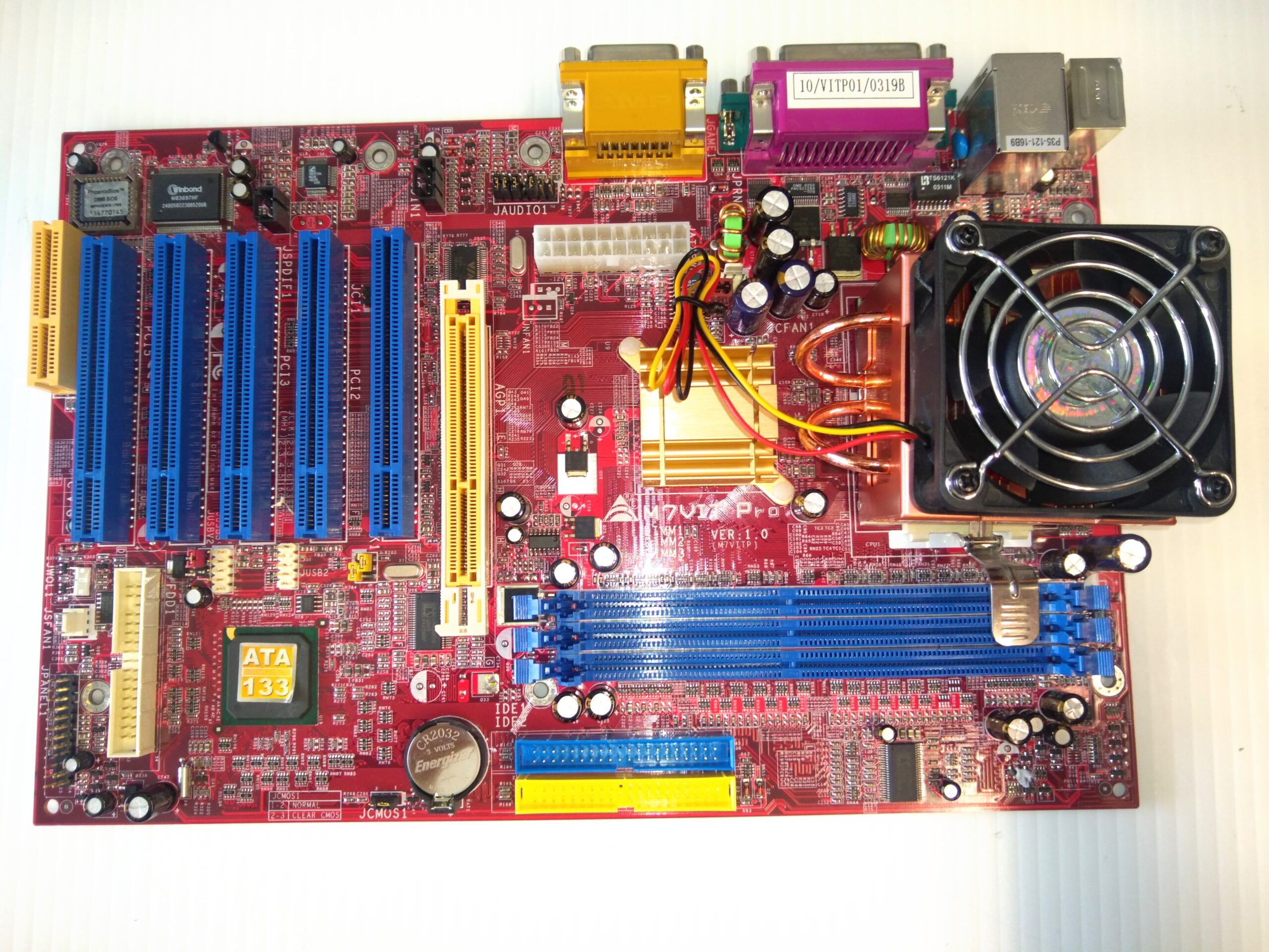 Biostar M7VITP Ver. 1.0 Computer Motherboard / AMD Processor & Fan Heatsink - Image 2
