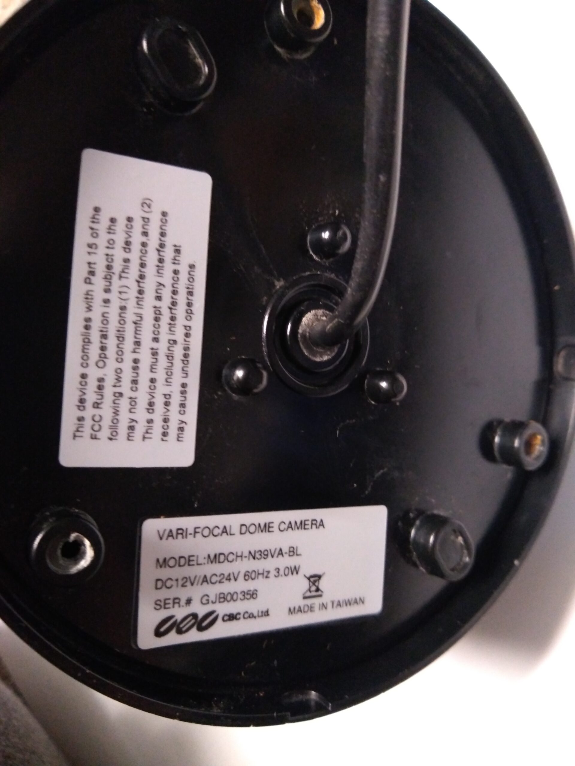 CBC Co. High Resolution Color Varifocal Dome Camera # MDCH-N39VA - Image 2