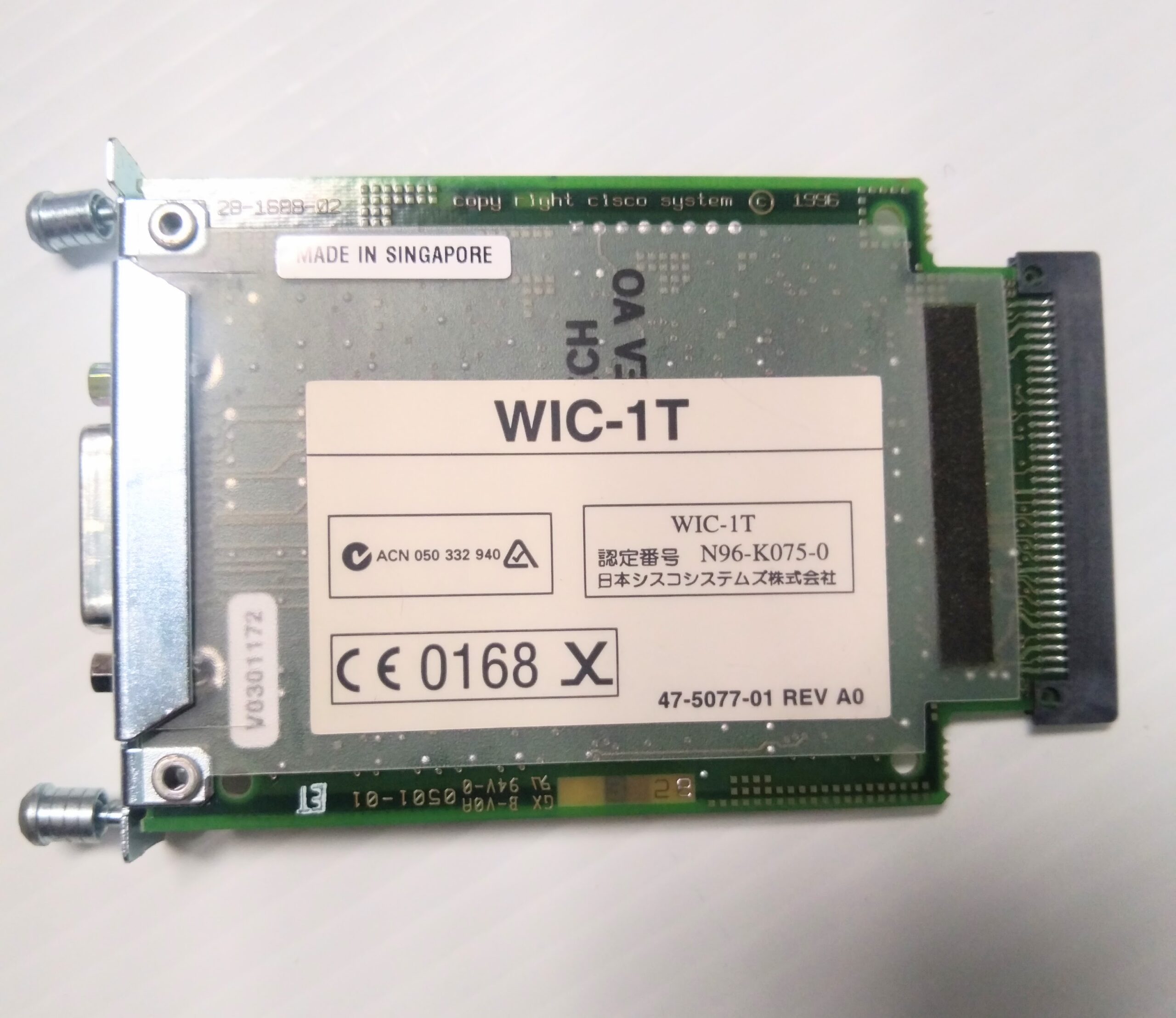 Cisco WIC-1T Serial 1-Port WAN Interface Card Module #N96-K075-0