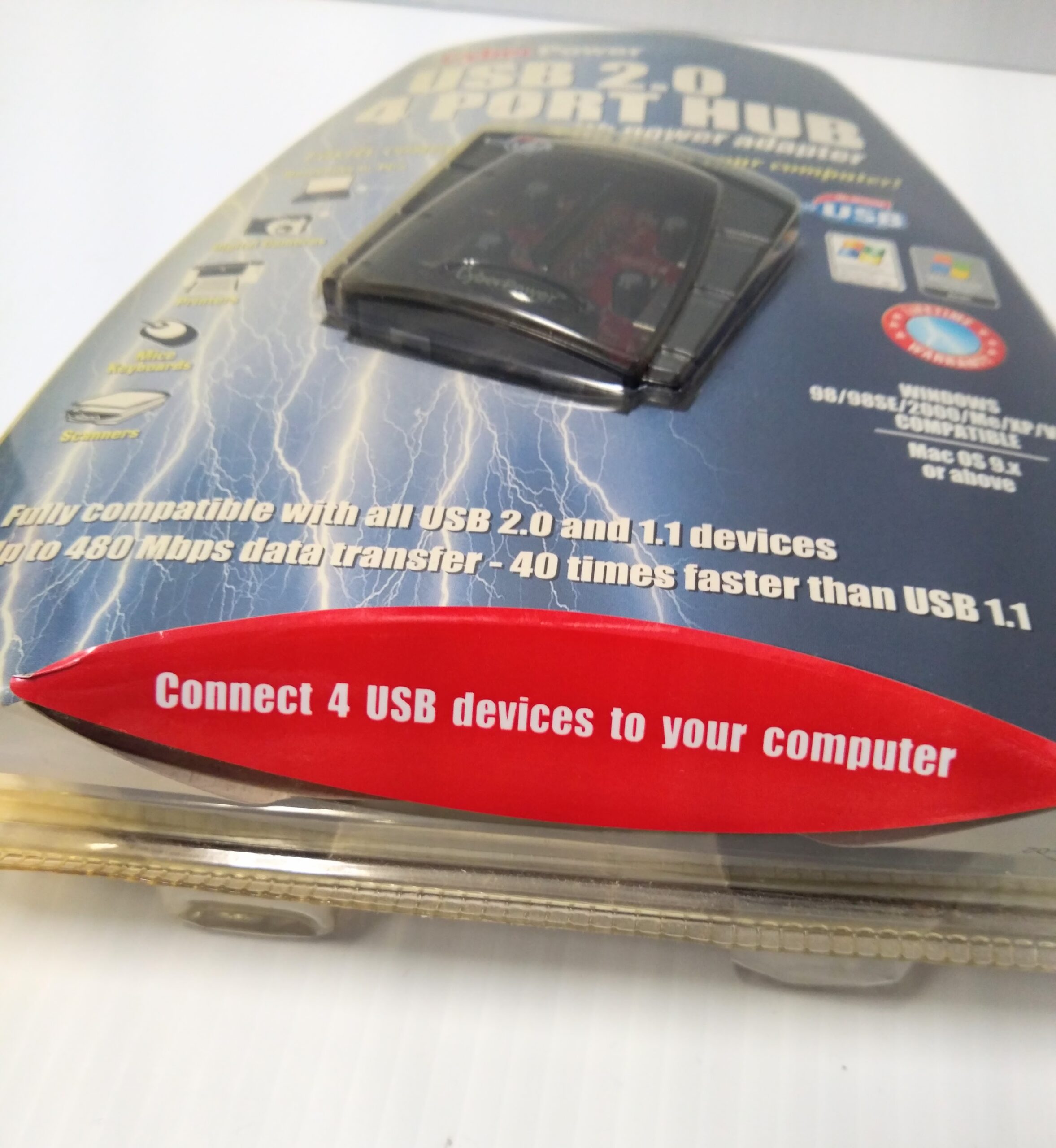 CyberPower USB 2.0 4 Port Hub With Power Adapter CP-H420P NEW Sealed - Image 2