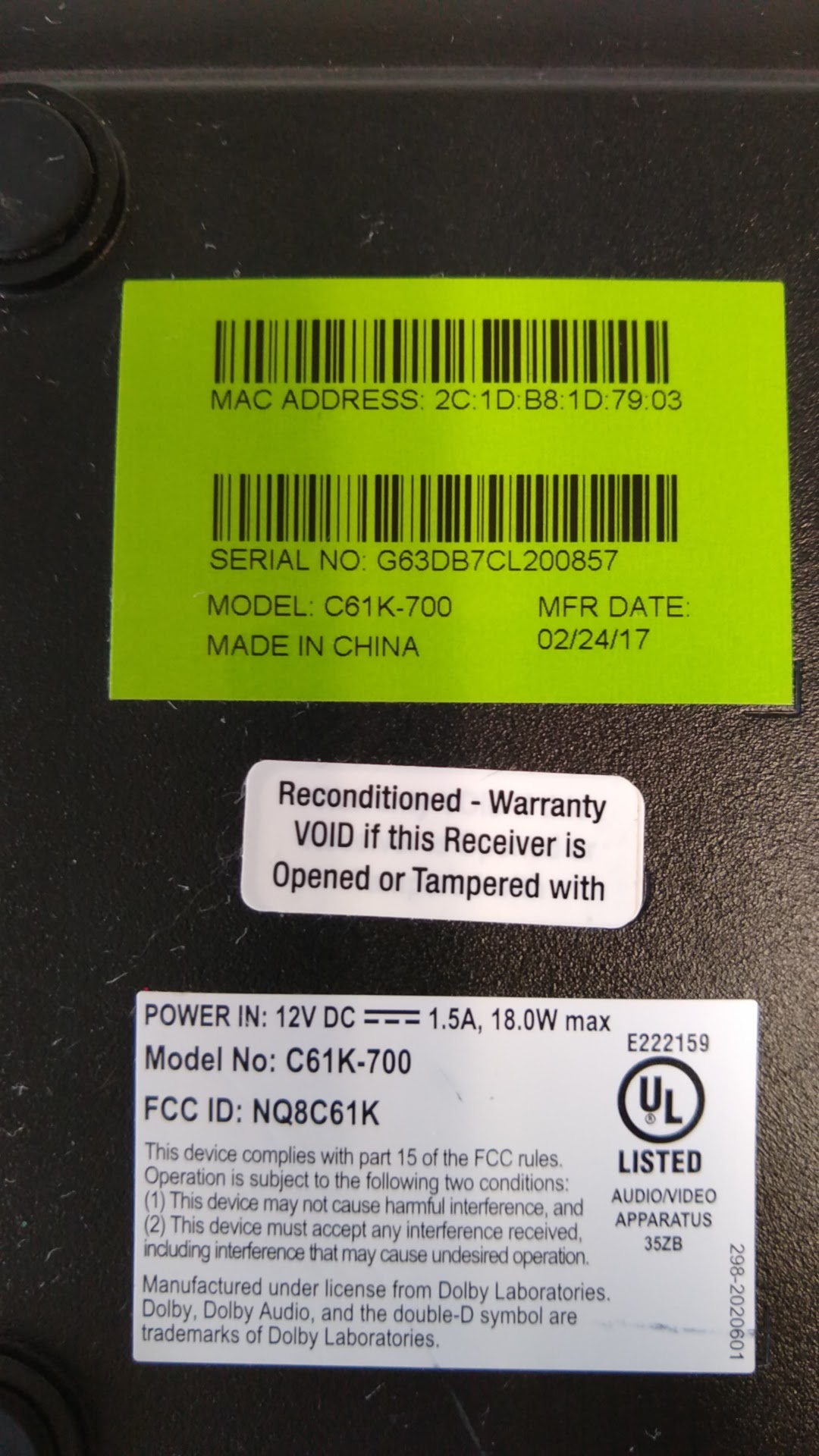 Direct TV C61-700 HD Receiver With Power Cord - Image 3