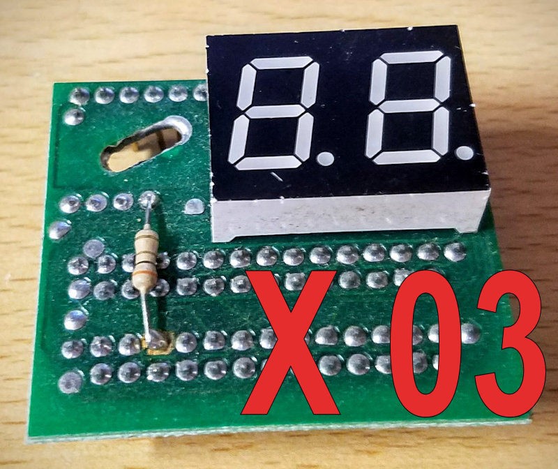 Lot of 3 Power Light PA-502G 2 Digit LED Display on Project PCB Board