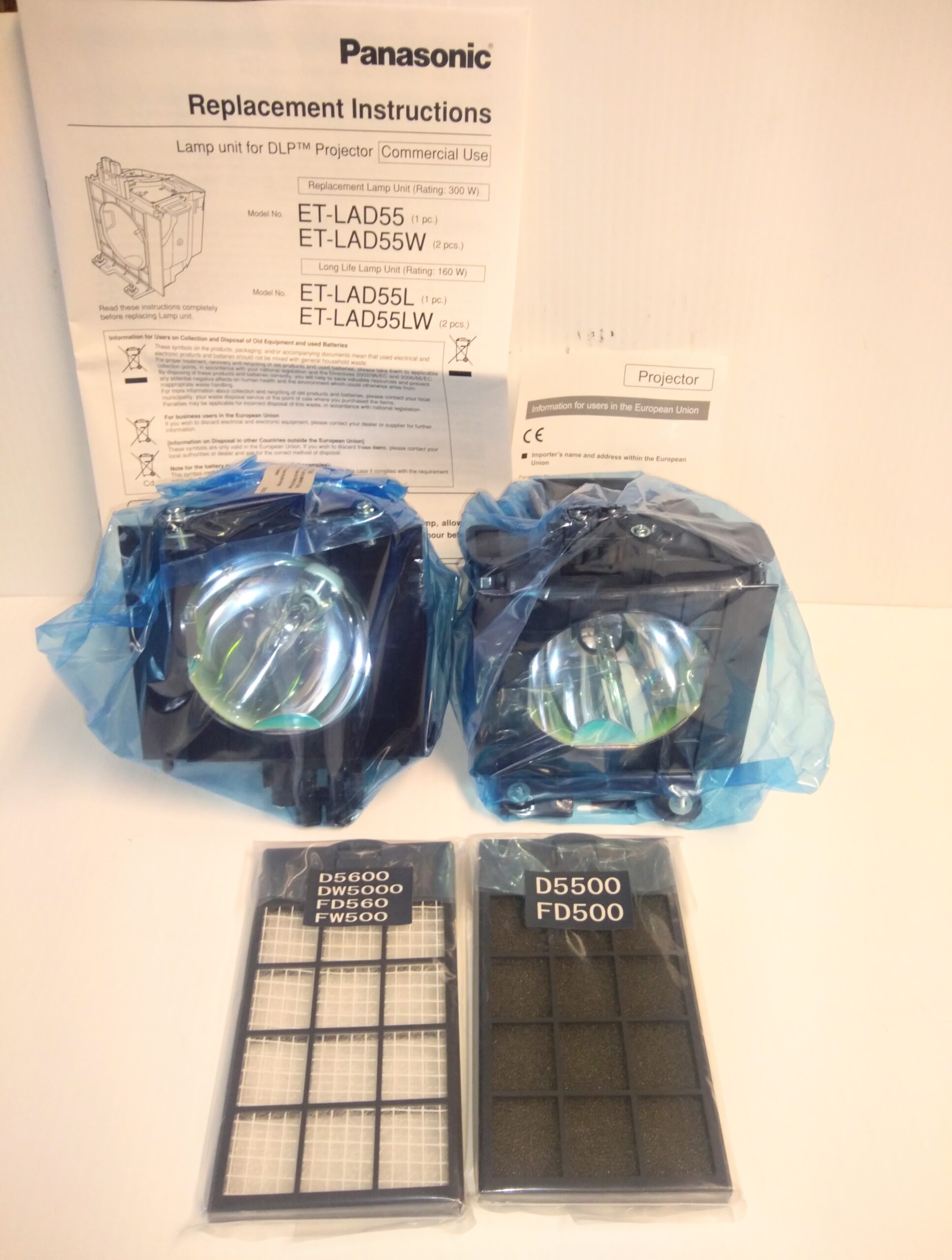 OEM Panasonic Projector Light Bulbs Model: ET-LAD55LW (Twin Pack)