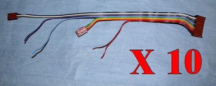 Qty 10, 10pin 0.1" Center to Two 3pin Connectors,  F to F, 10 inch Length
