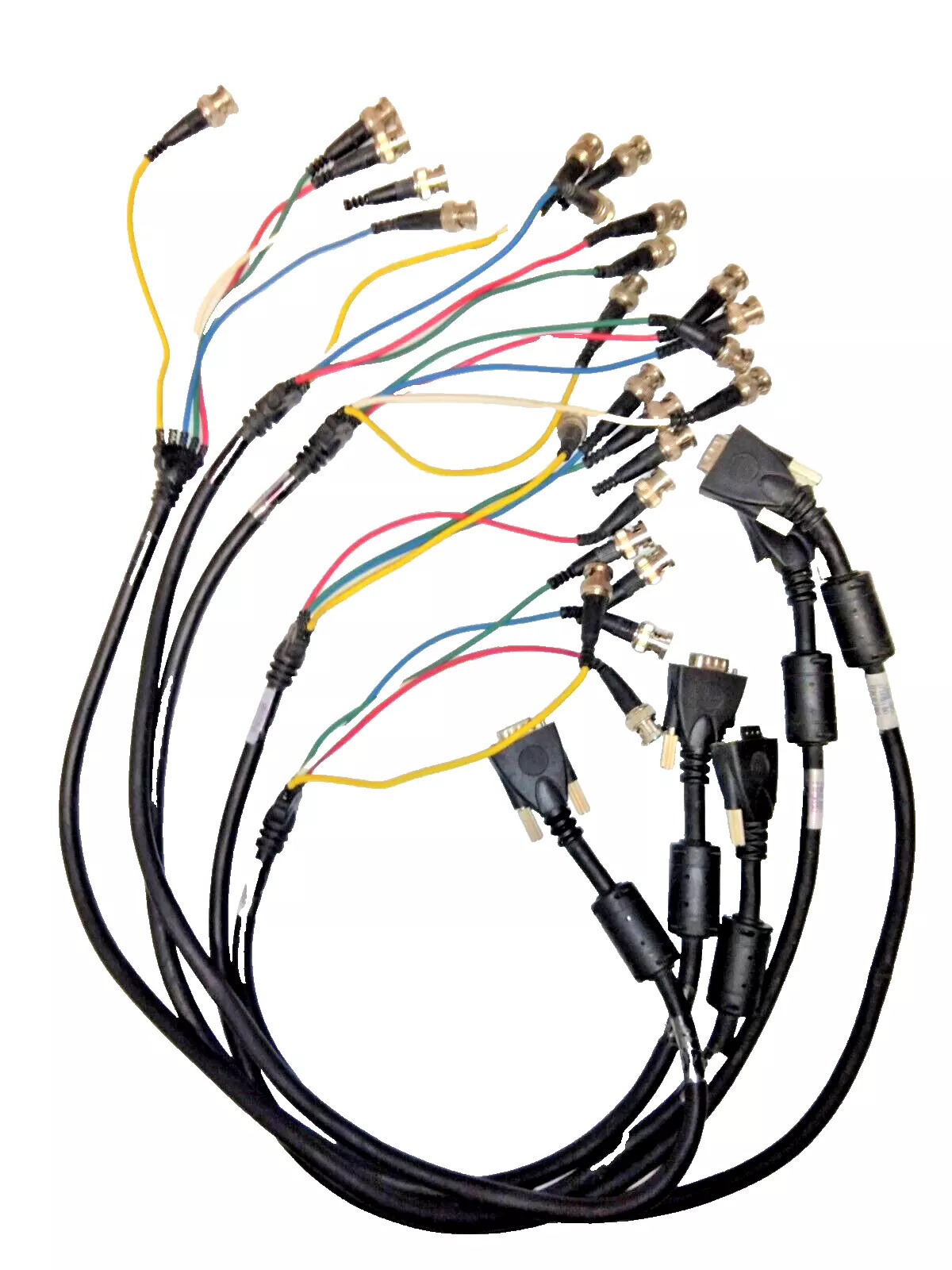 Qty 5x,VGA Male(HD15) to 5-BNC Fe (gold) 2 ft Cable Adapter RGBHV, High Quality