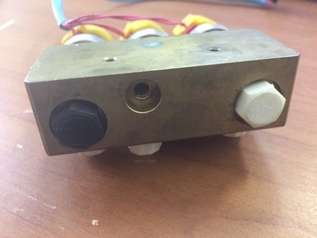 Set of 3 Clippard ET-2M-6 VDC 2-Way Elec. Valves, N-C, mounted on Manifold Block - Image 4
