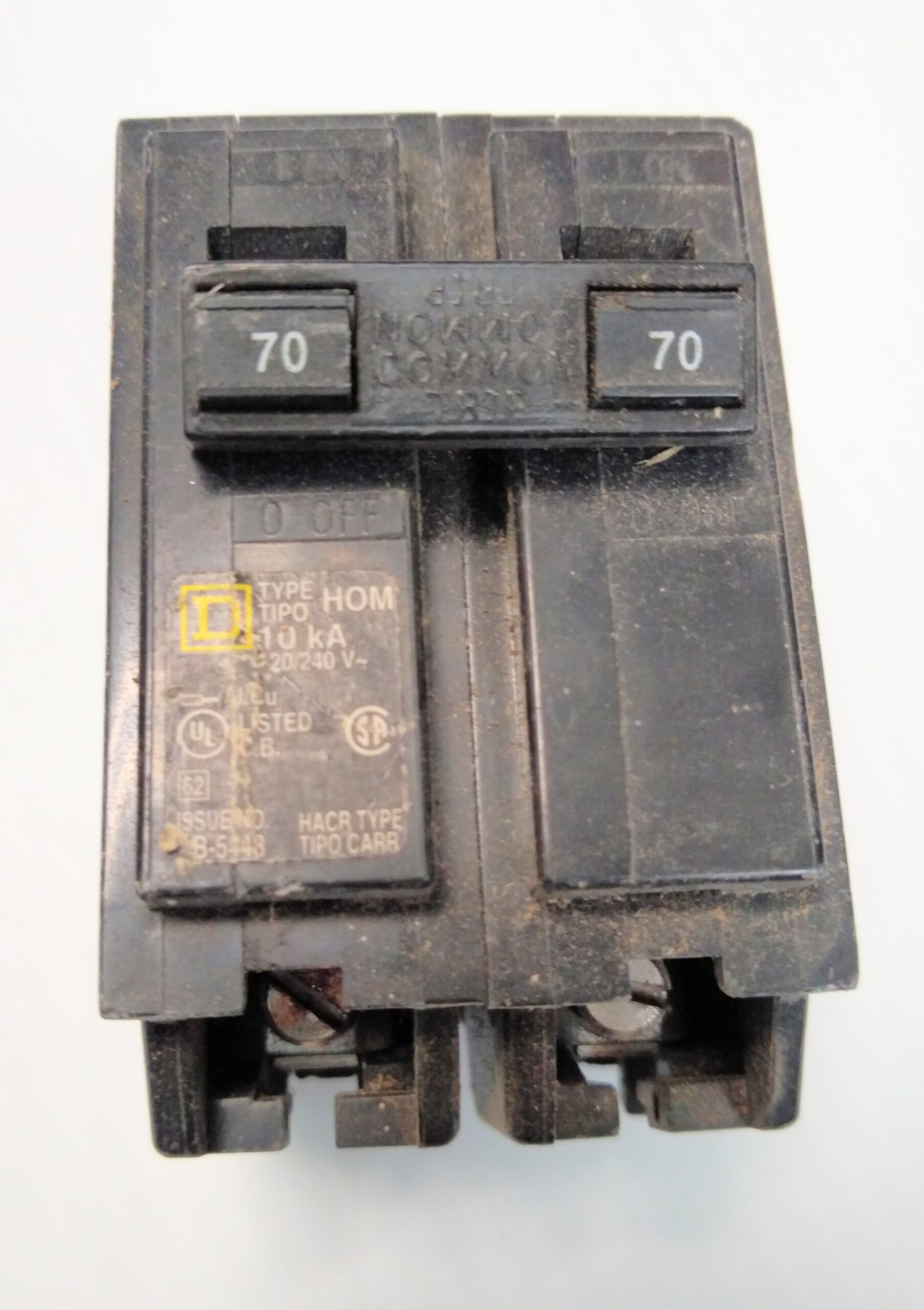 Square D HOM270 Plug-In Circuit Breaker 70 Amp 2-Pole Type HOM 10ka 120/240V
