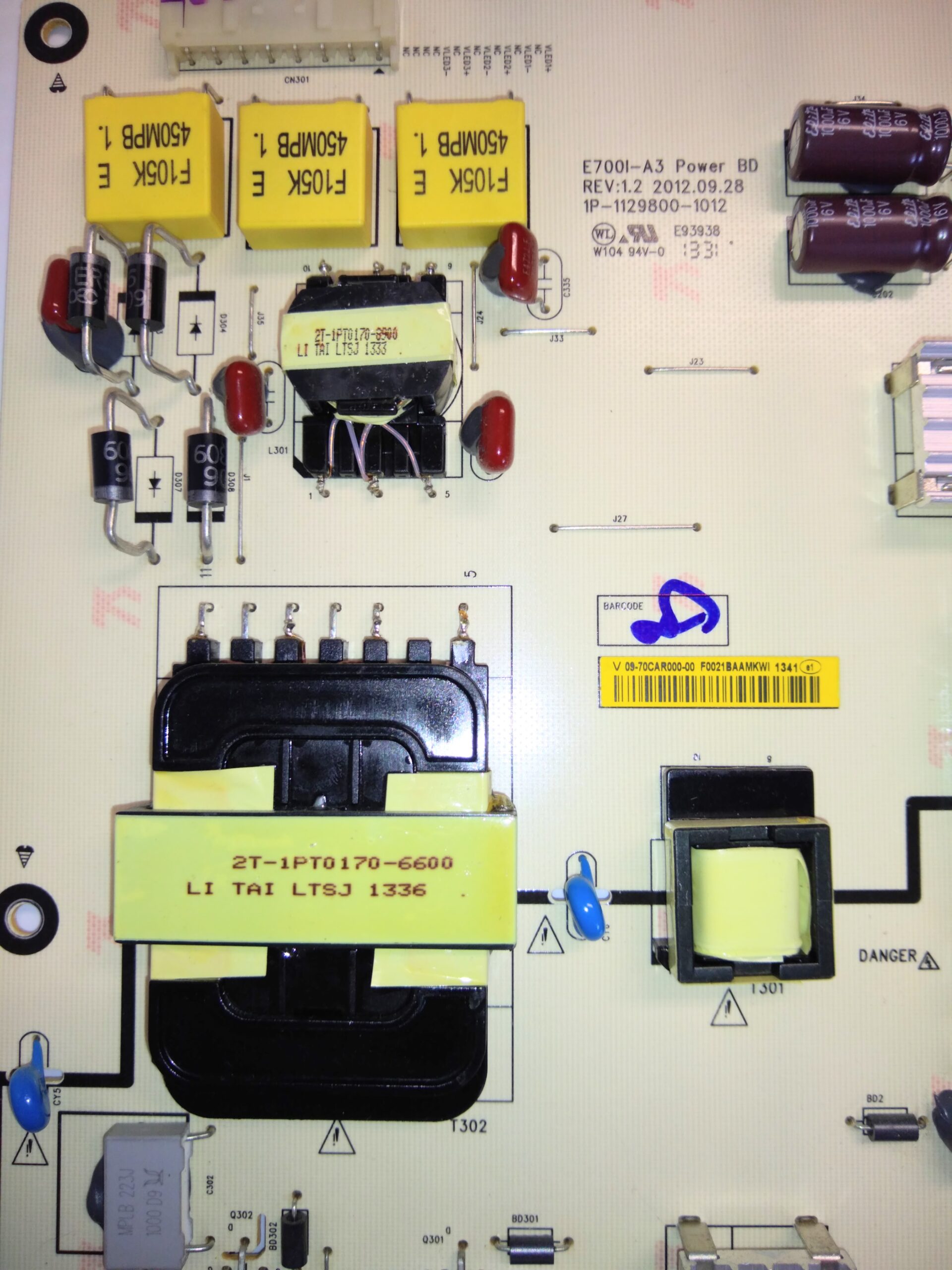VIZIO E700I-A3 Power Board# 09-70CAR000-00, 1P-1138800-1013 - Image 2